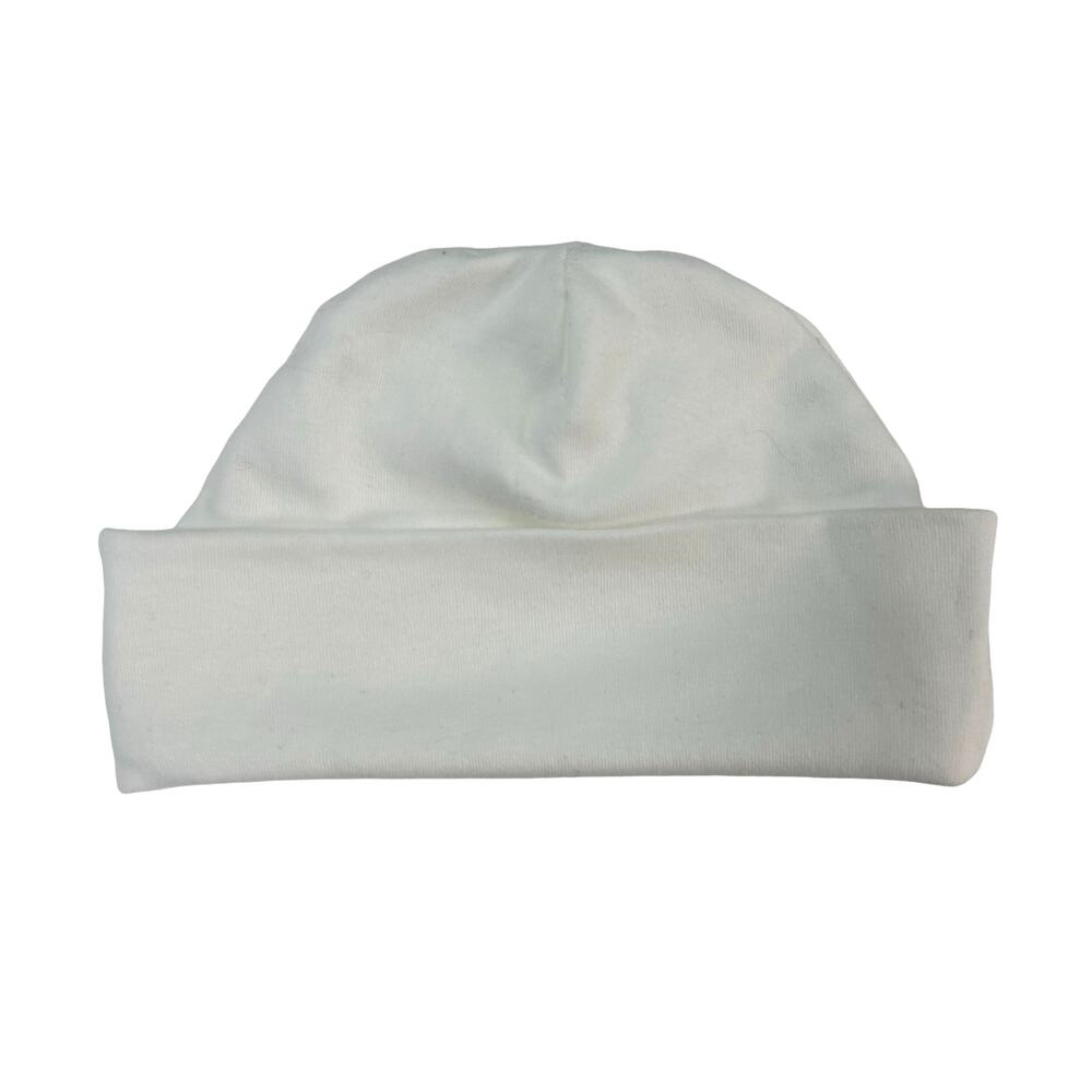 Bella Bliss Unisex White 100% Pima Cotton Fold Over Beanie Hat One Size